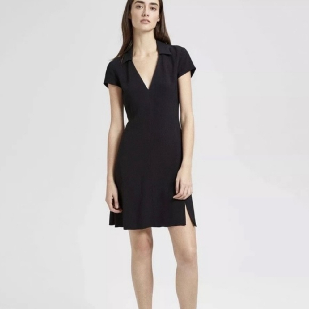Theory Easy Day Rosina Crepe Dress Women's Size 0 Black
